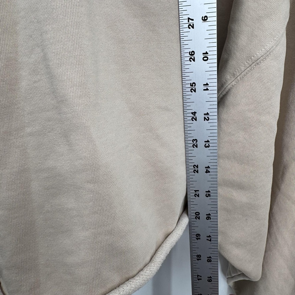Brandy Melville Sweatshirt‎ Womens One Size Beige Cropped Raw Hem Terry Pullover - Picture 7 of 8